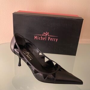 NEW Michel Perry leather SHOES/pumps,heels 8-8.5 US/ 38.5 ITALY